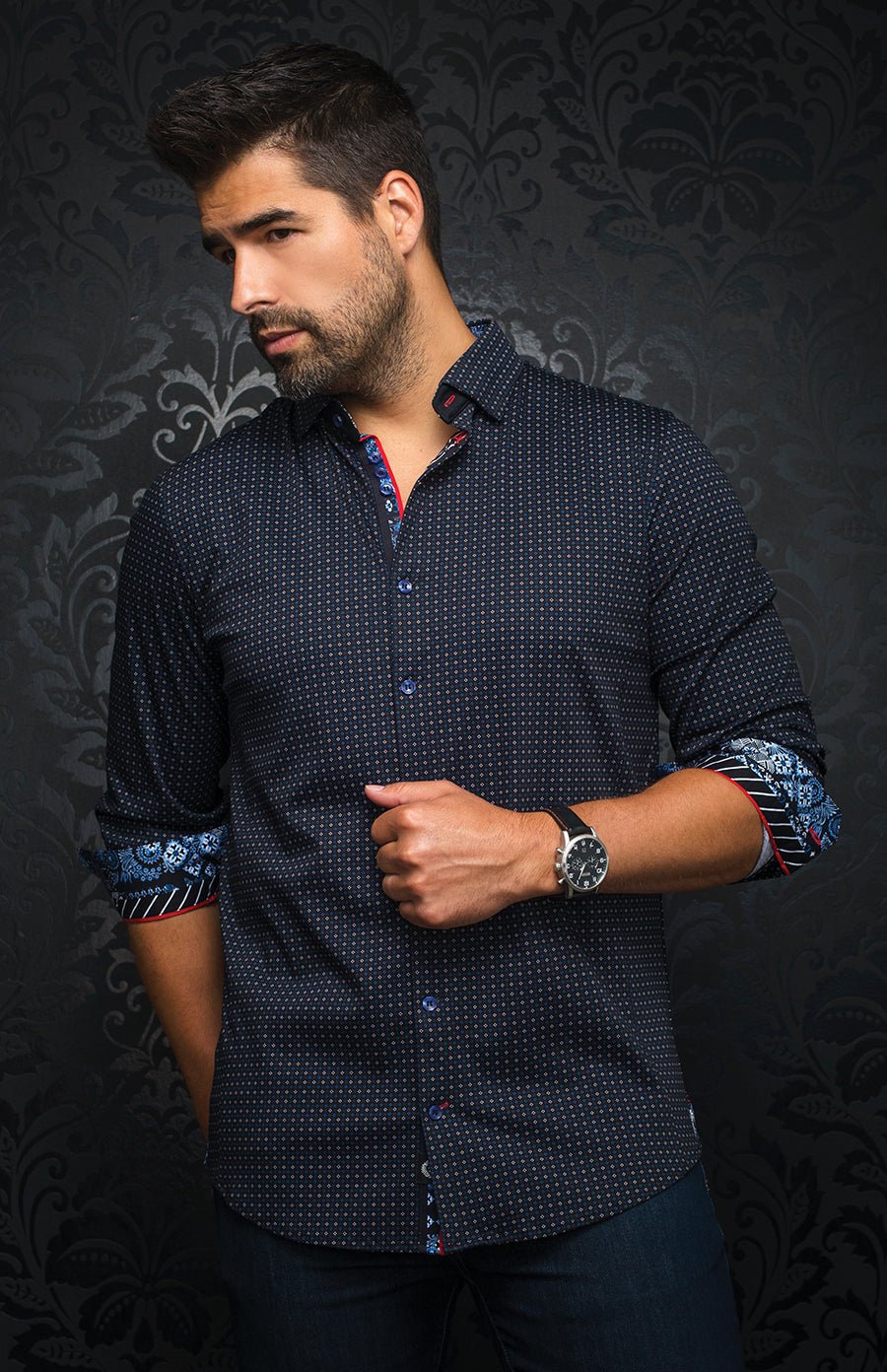 Chemise | PARINI, Black / Royal - AU NOIR