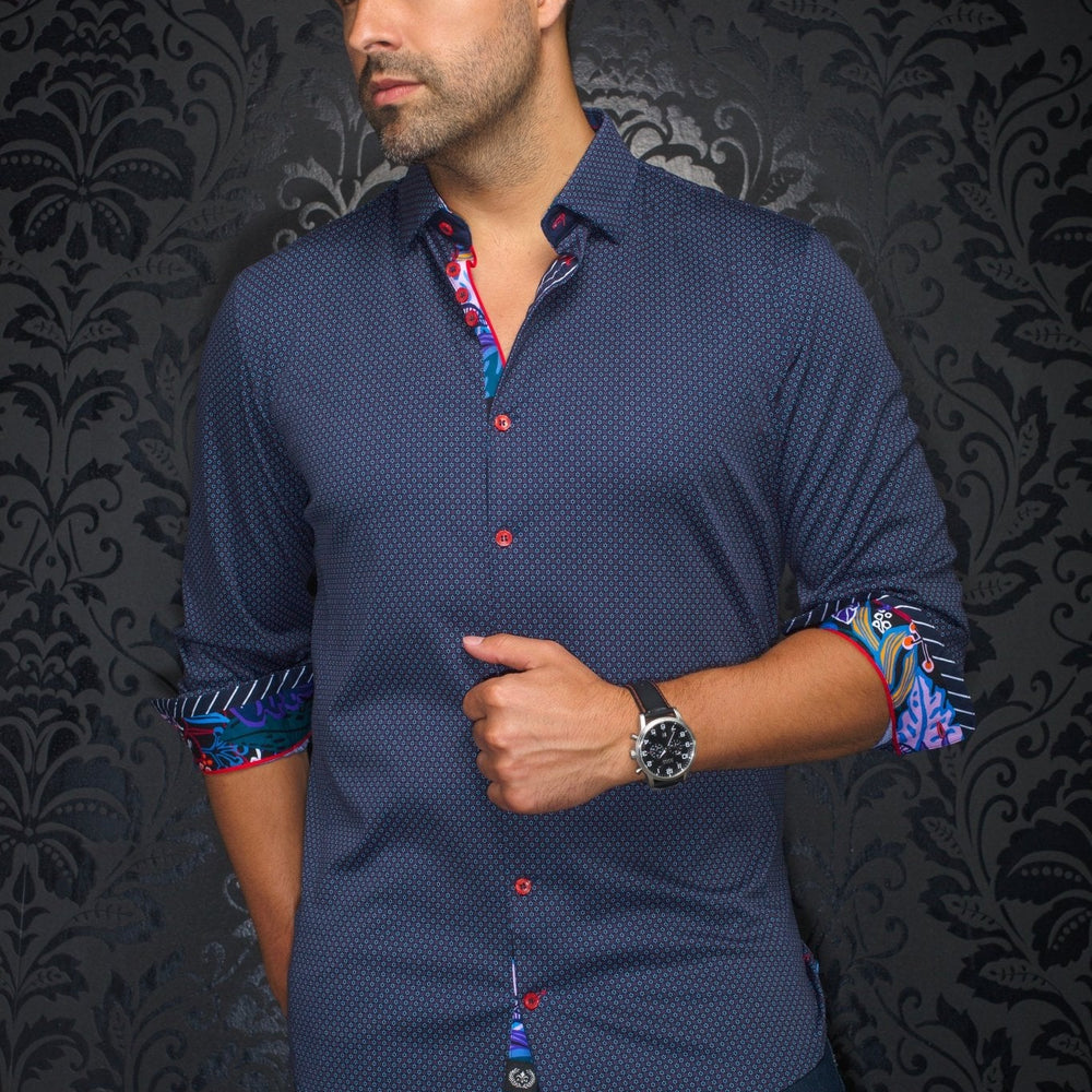 CHEMISE | RIOJA, Navy Red - AU NOIR