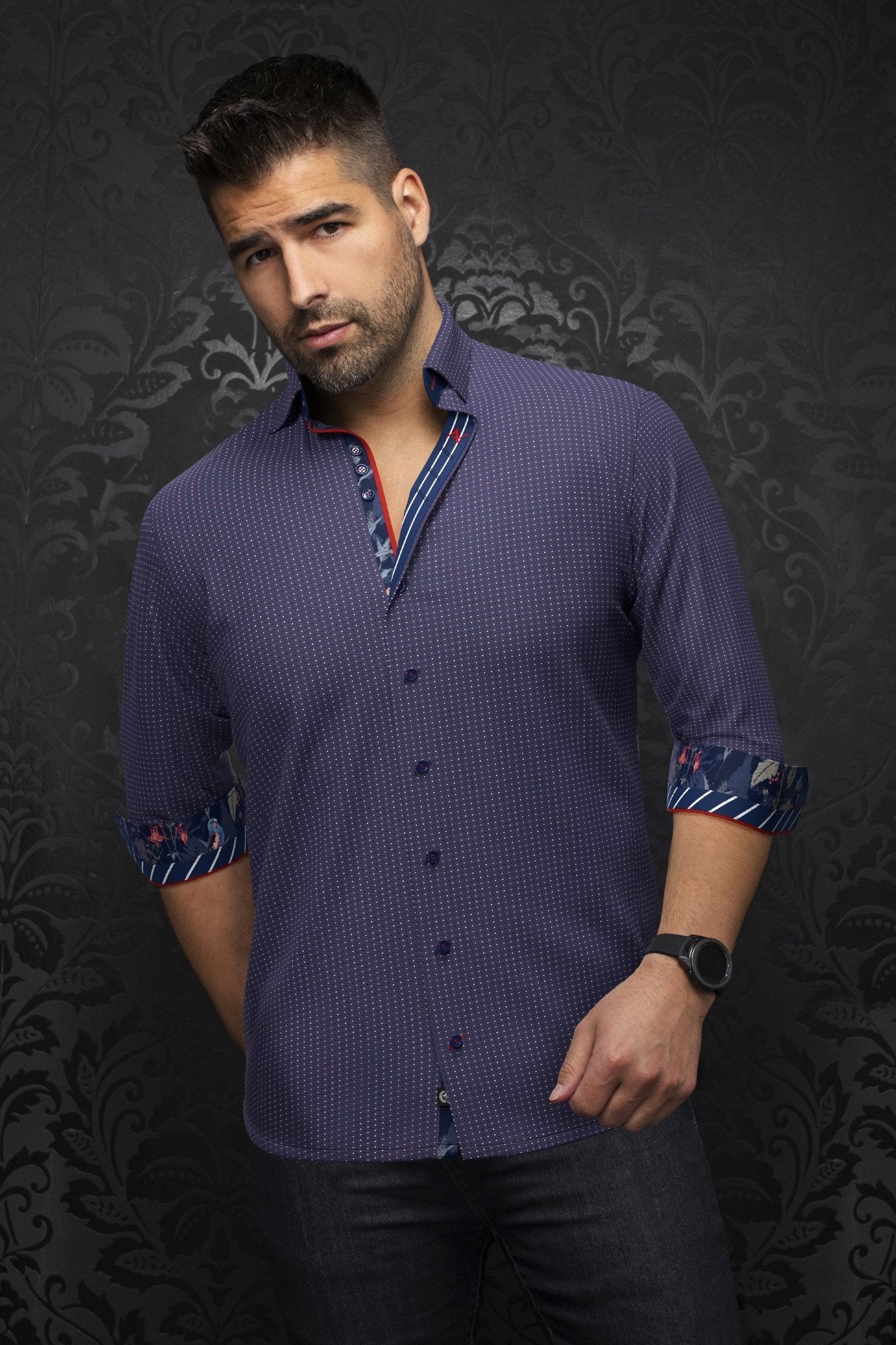 CHEMISE | SALAZAR, Dark Blue Red - AU NOIR