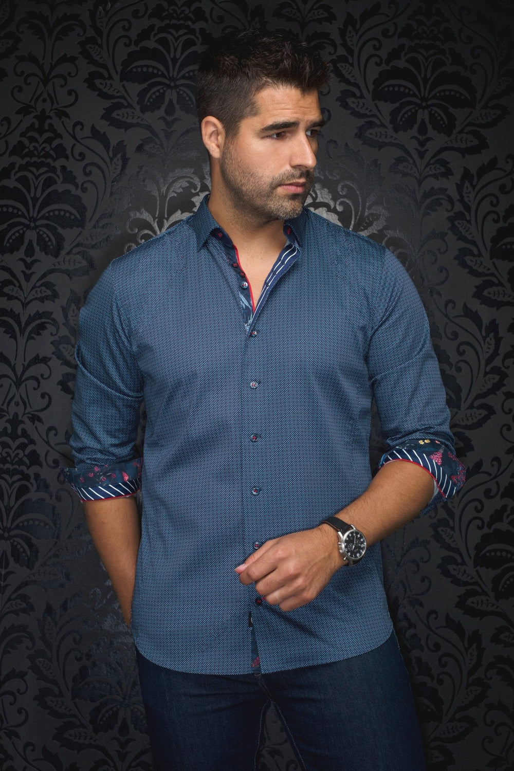 CHEMISE | SALAZAR, navy red - AU NOIR