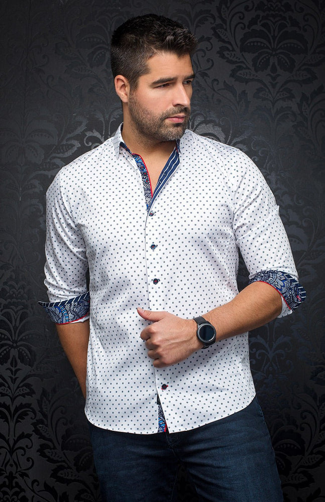 Chemise - SANTANA, White Navy - AU NOIR