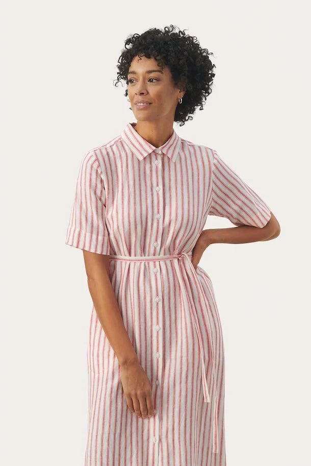 
                      
                        Striped Part Two Dress in Coral color
                      
                    