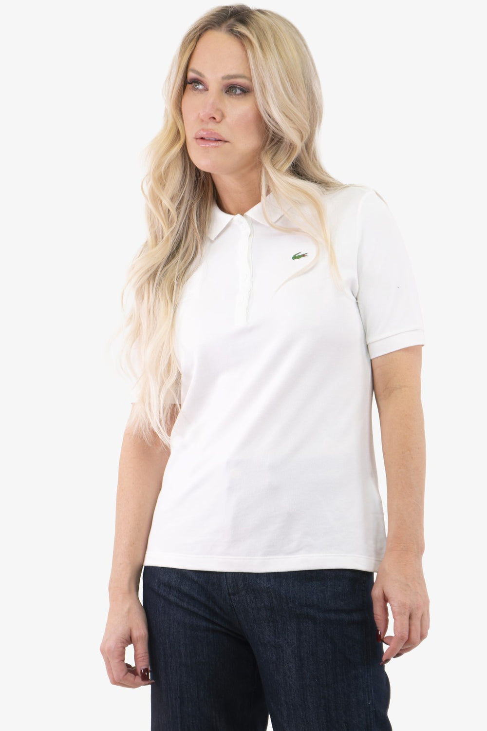 Polo Slim Golf Lacoste de couleur Blanc Casse