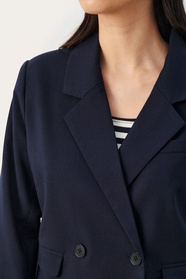 
                      
                        Navy colored Part Two jacket
                      
                    