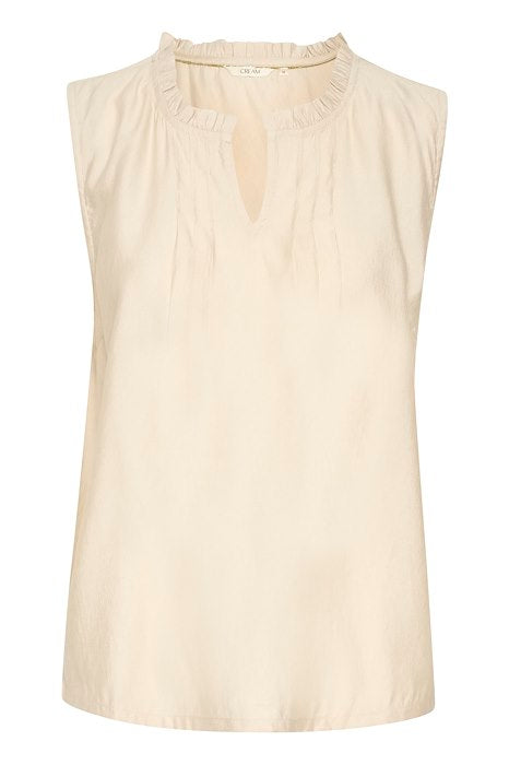 Blouse sans manche Cream de couleur Beige