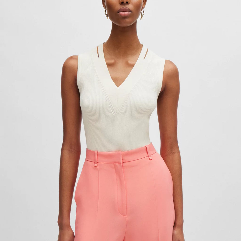 Hugo Boss Fality Top in Off White color