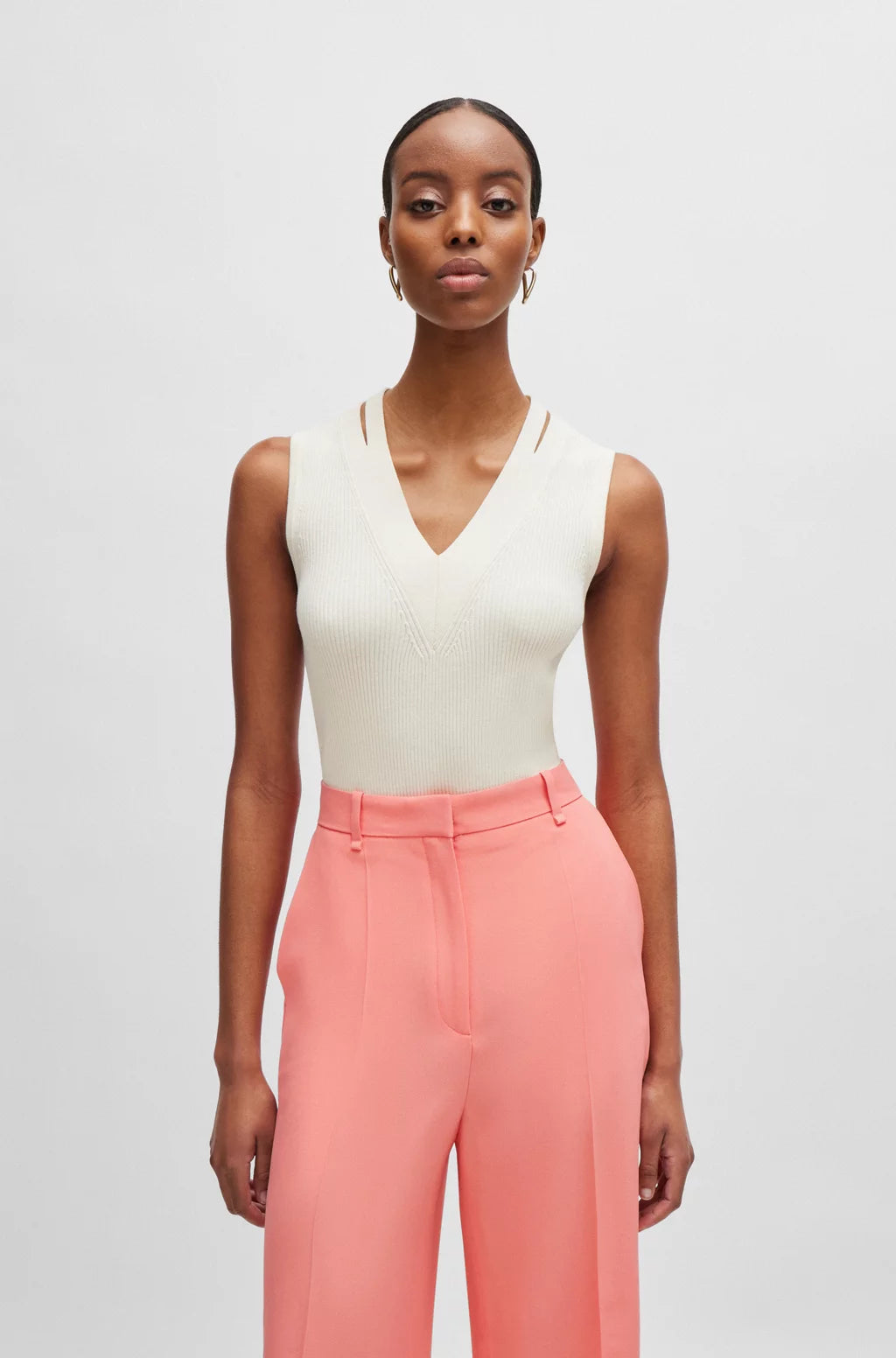 Hugo Boss Fality Top in Off White color