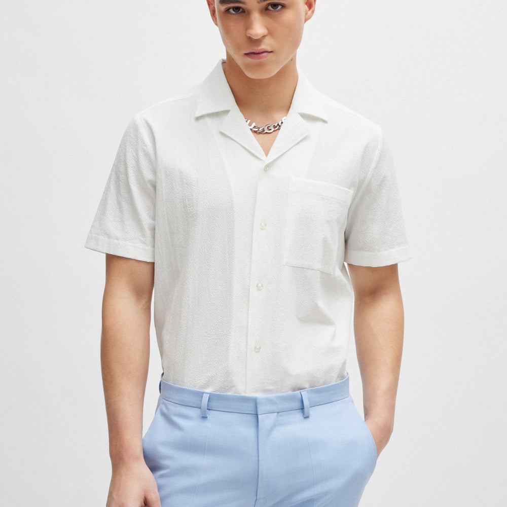 Chemise M/Courte Hugo Boss de couleur Blanc