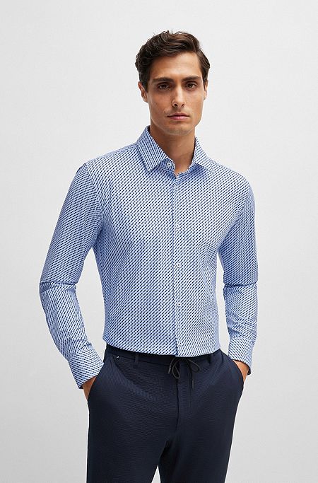 
                      
                        Chemise À Manches Longues Boss de couleur Bleu Rayé
                      
                    