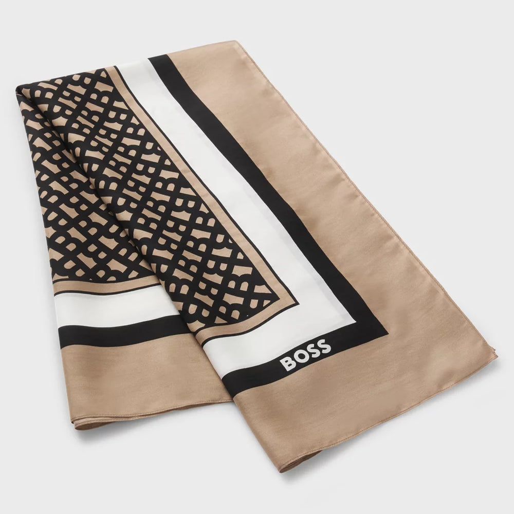 
                      
                        Foulard Boss de couleur Noir-Caramel
                      
                    