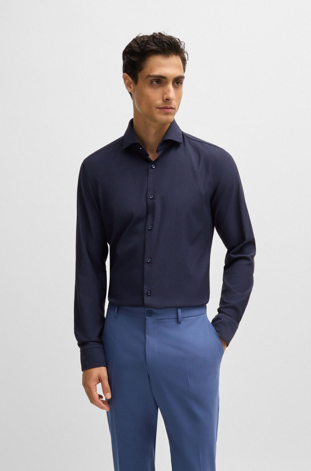 Chemise À Manches Longues Hugo Boss de couleur Marine