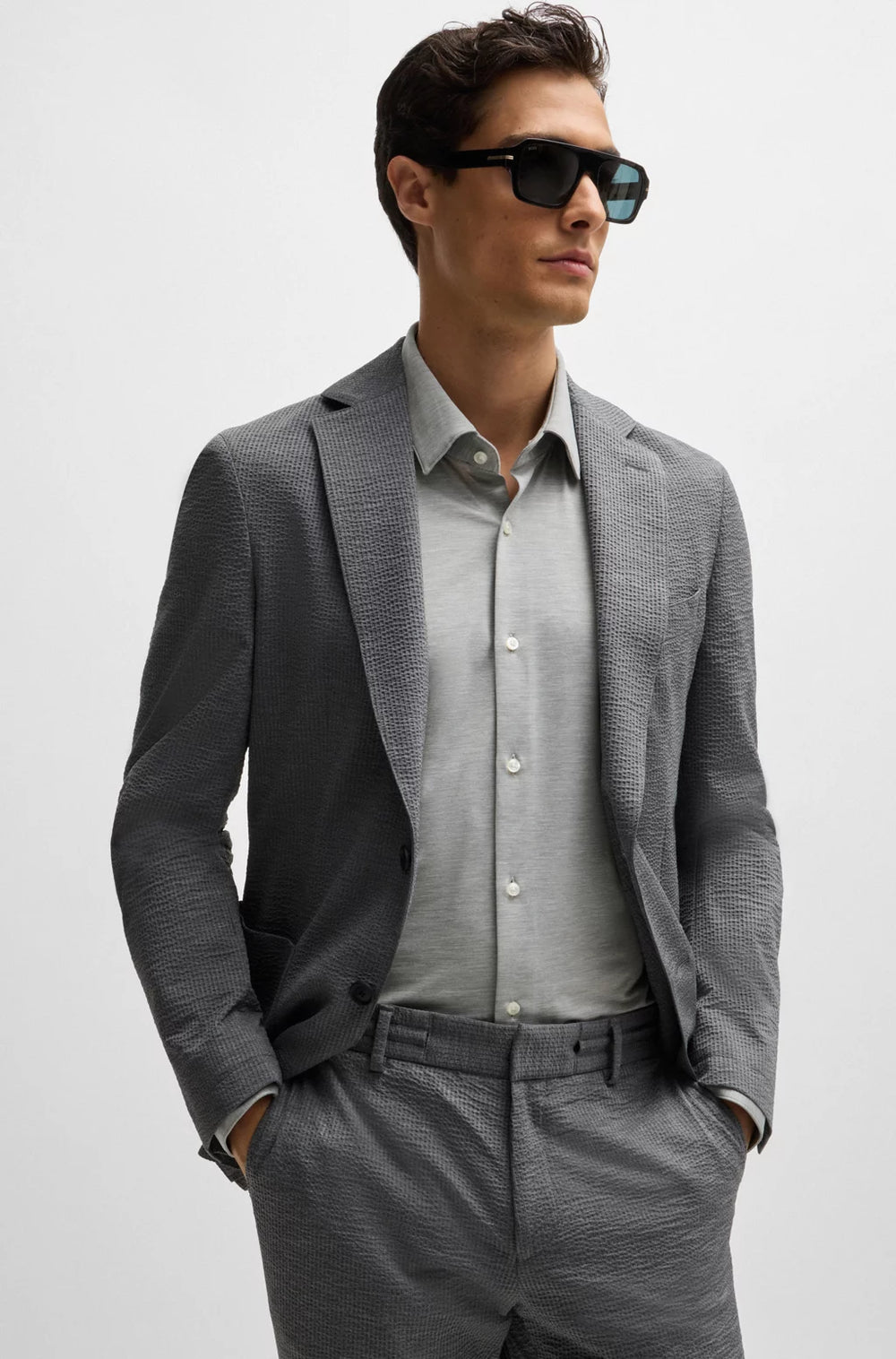 Chemise À Manches Longues Hugo Boss de couleur Gris