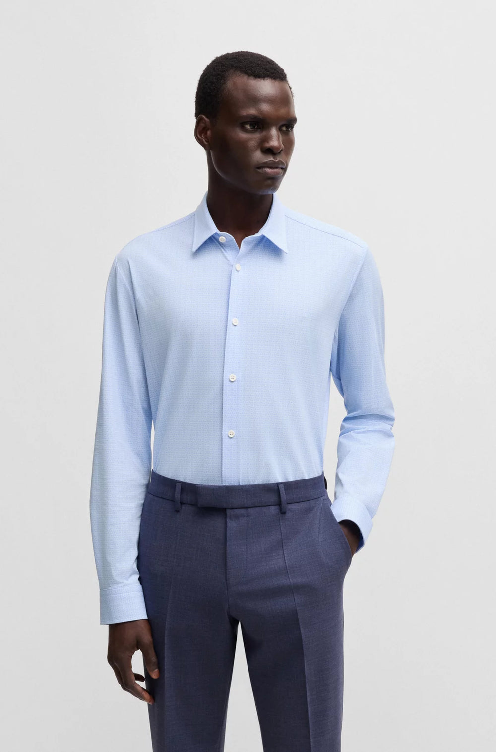 Chemise À Manches Longues Boss de couleur Bleu Pale