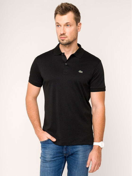 Polo Regular Fit Interlock De Coton Pima Lacoste de couleur Noir