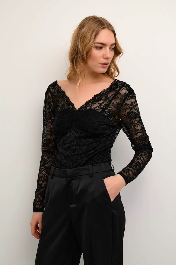 Cream Lace Blouse in Black color