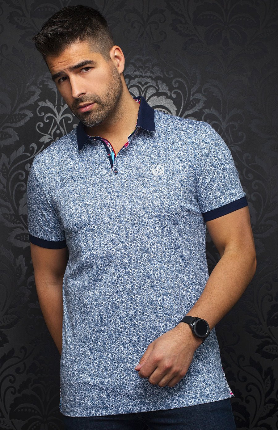 Polo | SEGUIN, White / Navy - AU NOIR