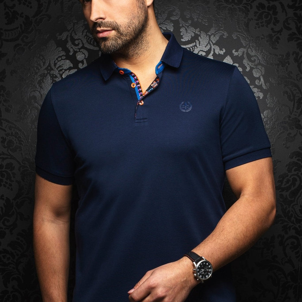 
                  
                    Short-Sleeve Polo | Eagle Navy - AU NOIR
                  
                