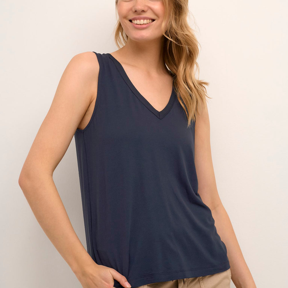 
                      
                        Navy colored Cream camisole
                      
                    