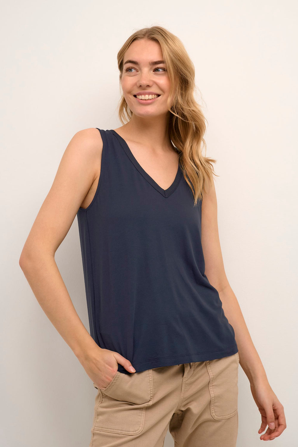 Navy colored Cream camisole