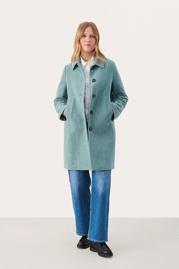 Part Two coat in Aqua color