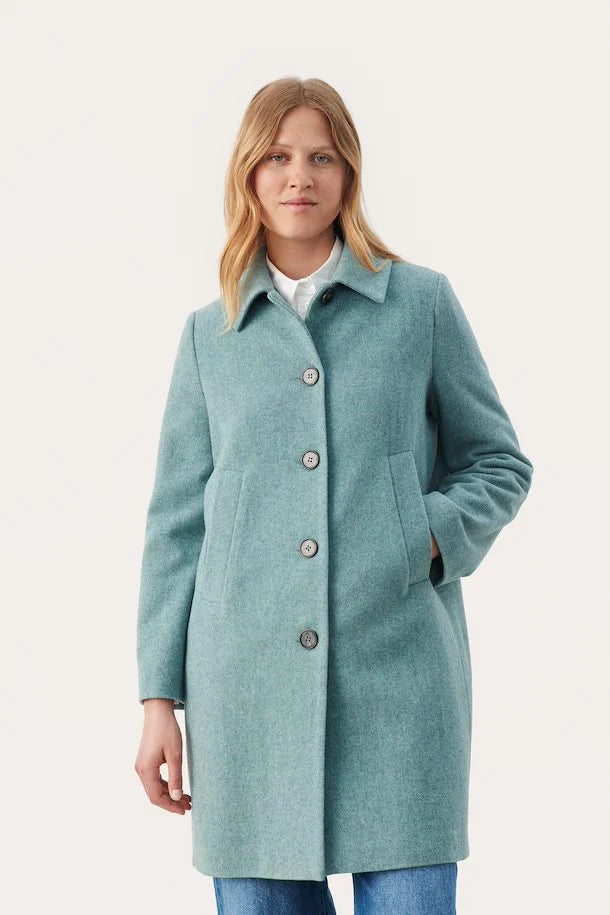 
                      
                        Part Two coat in Aqua color
                      
                    