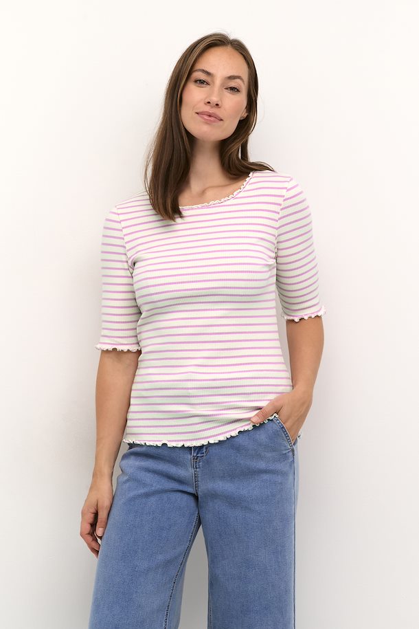 Pink Cream Striped Top