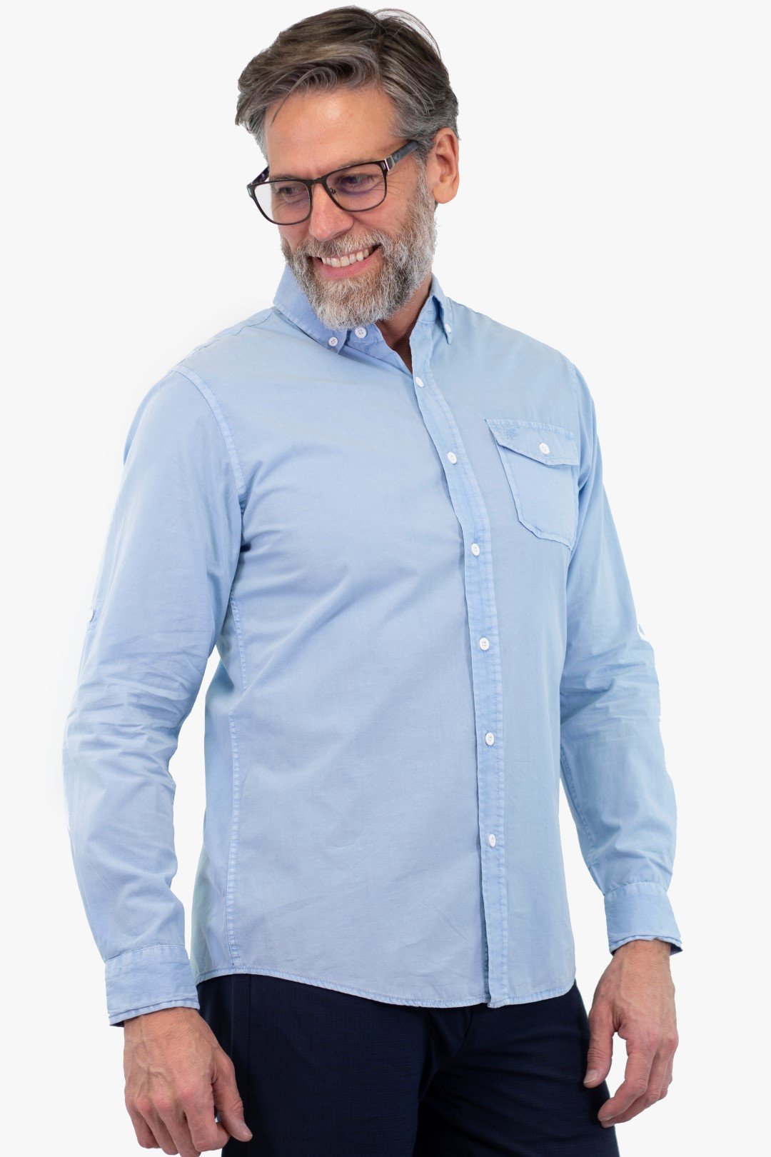 Chemise M/l Report De Couleur Bleu (Repo-242400H) Homme