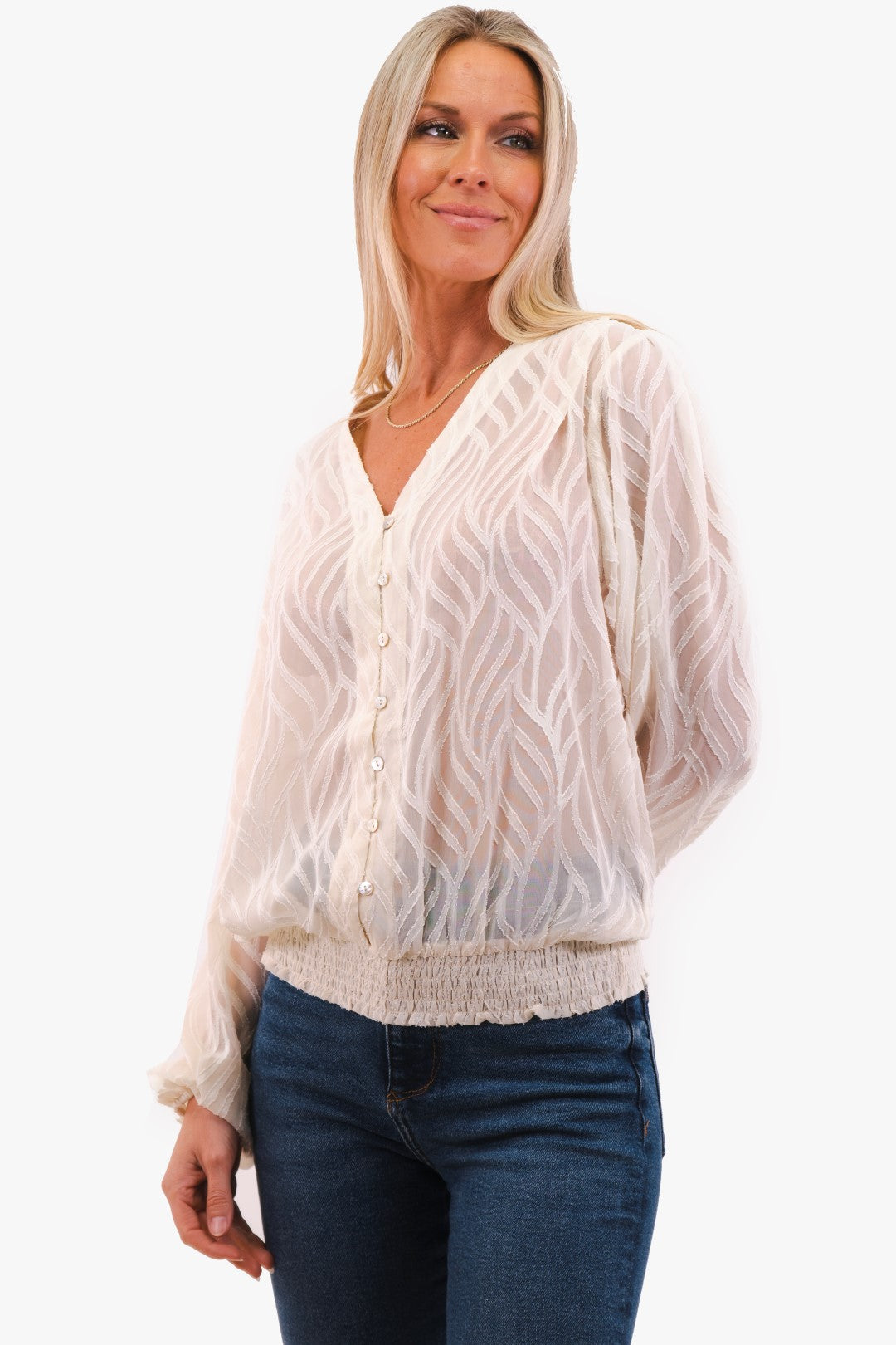 Blouse Esqualo de couleur Blanc Casse