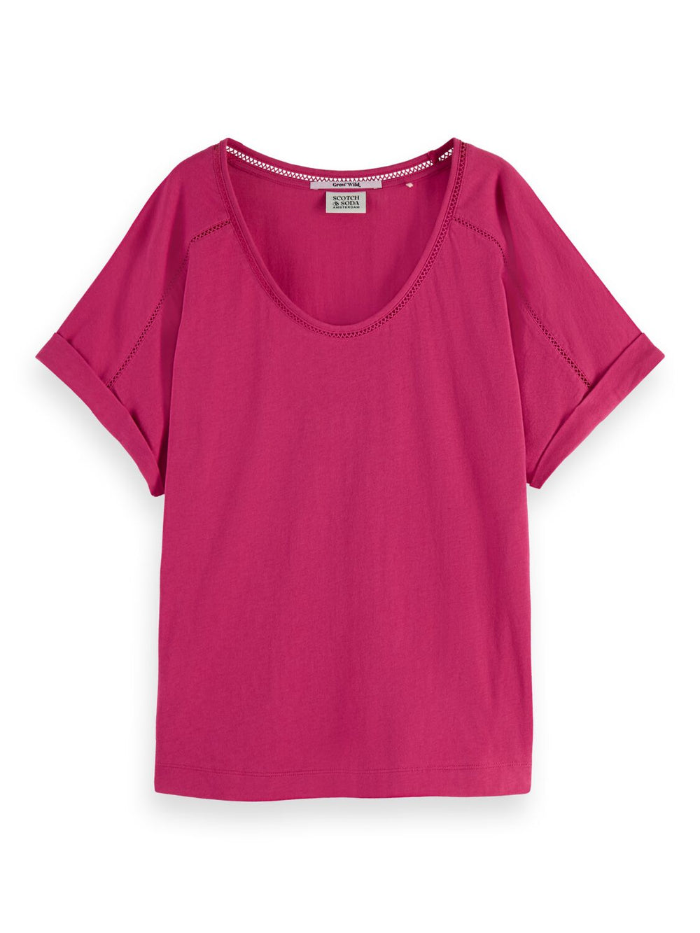 T-Shirt Scotch&Soda de couleur Cerise