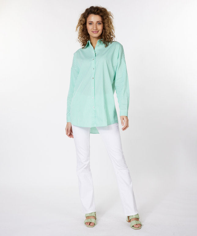 Blouse Esqualo de couleur Blanc Casse/Vert