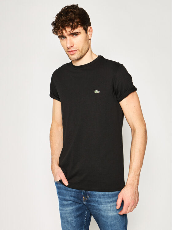 Lacoste Plain Pima Cotton Jersey Round Neck T-Shirt in Black color