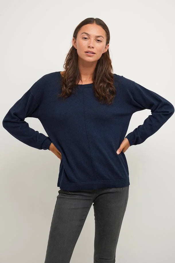 Anva Cream sweater in Navy color